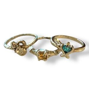 Silver 3 Multi Finger Ring Lot With Gemstones Size 5 and 6.5